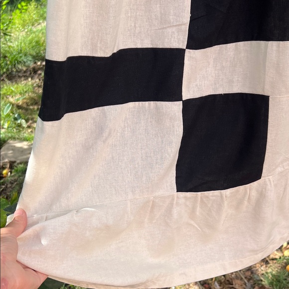 Ersa Fibers Anni dress, Asymmetrical Black and white Midi Dress - Picture 5 of 6